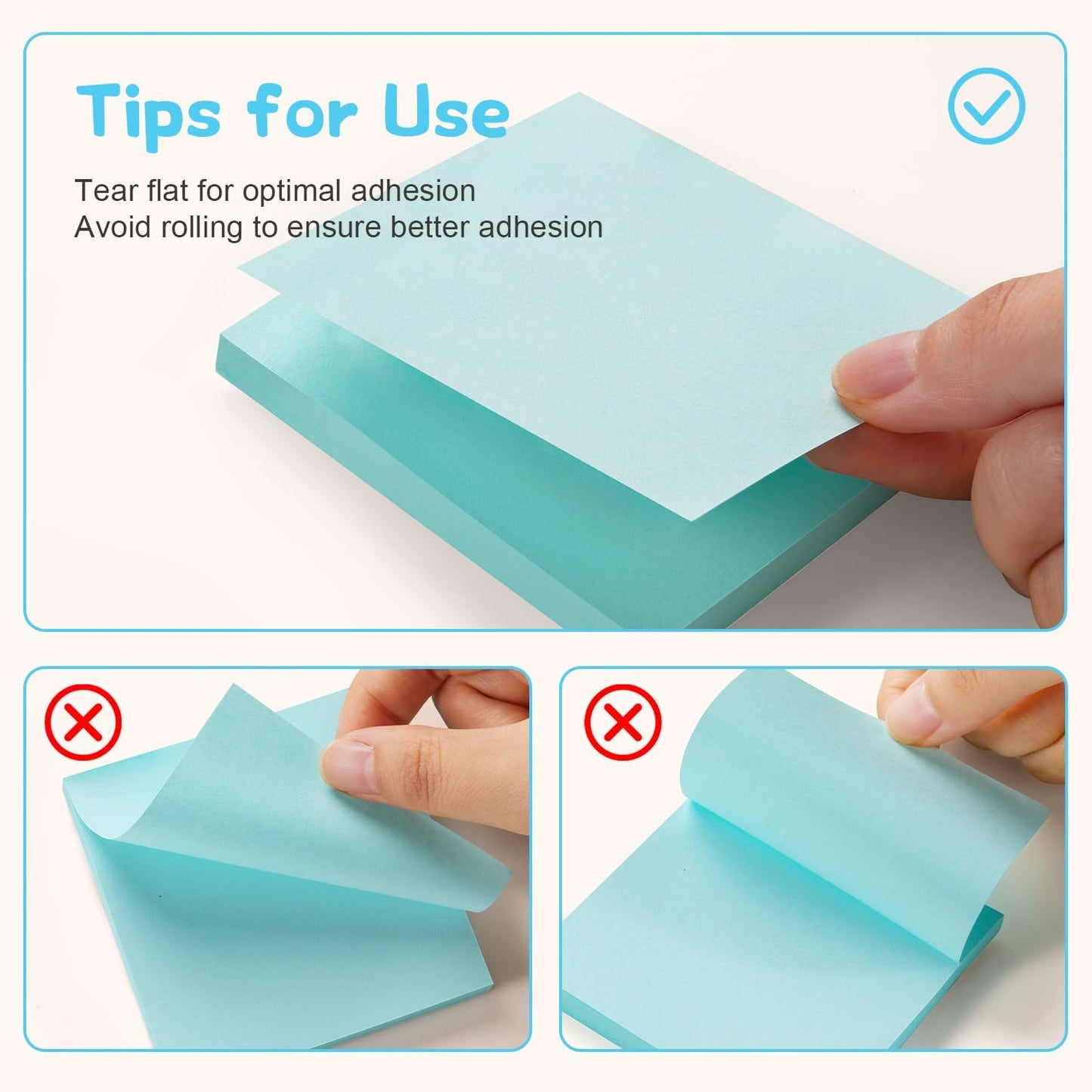 Sticky Notes 3x3 Inch (48 Pads) Bright Colors Self-Stick Memo Pads, Thick Paper Easy to Stick & Remove