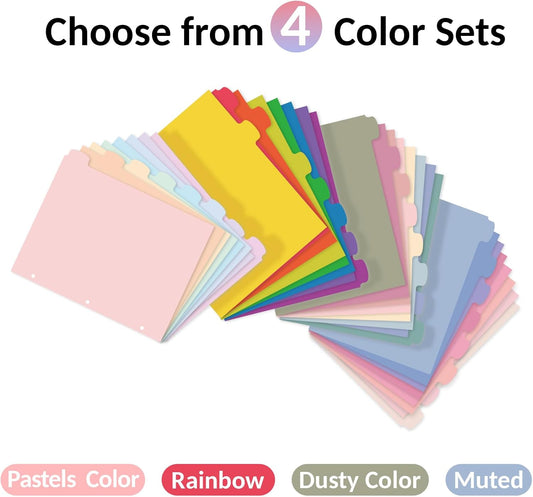 Sooez 8 Tabs Long-Lasting Plastic Write & Erase Large Tabs Dividers for 3 Ring Binder, Aesthetic Cute Pastels Binder Dividers for Student, Teacher, Office, Home Organizers, 1 Set, Pastels Color