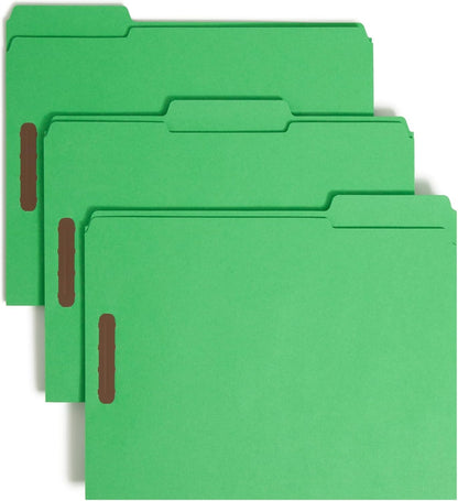Smead Fastener File Folders, Reinforced 1/3-Cut Tabs, 2 Fasteners, Letter Size, Blue, 50 per Box (12040)
