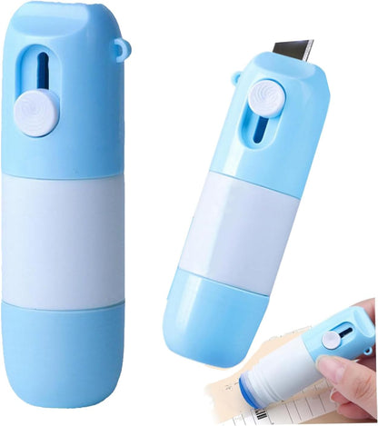 Blue Thermal Paper Correction Fluid with Unboxing Knife,Whiteout Liquid,Portable Information Anti-Leakage Protection Correction Fluid,2 in 1 Privacy Protection Artifact for Package Labels Bills