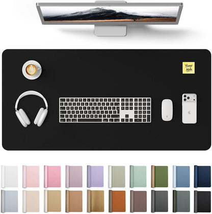 YSAGi Leather Desk Pad Protector, Office Desk Mat, Large Mouse Pad, Non-Slip PU Leather Desk Blotter, Waterproof Laptop Desk Writing Pad for Office and Home (23.6" x 13.8", Eggshell) - Colors B