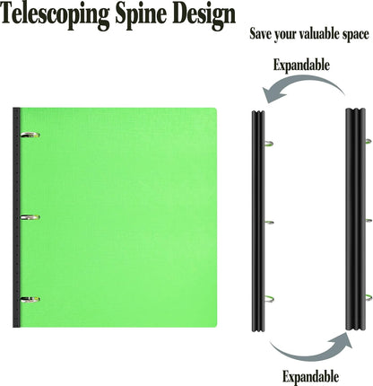 INFUN Telescoping 3 Ring Binder - 4PCS, Portable Plastic 3 Ring Binder with Telescoping Spine, Binders with Foldable Front Cover Holds 8.5"x11" Paper for School, Office, Homes