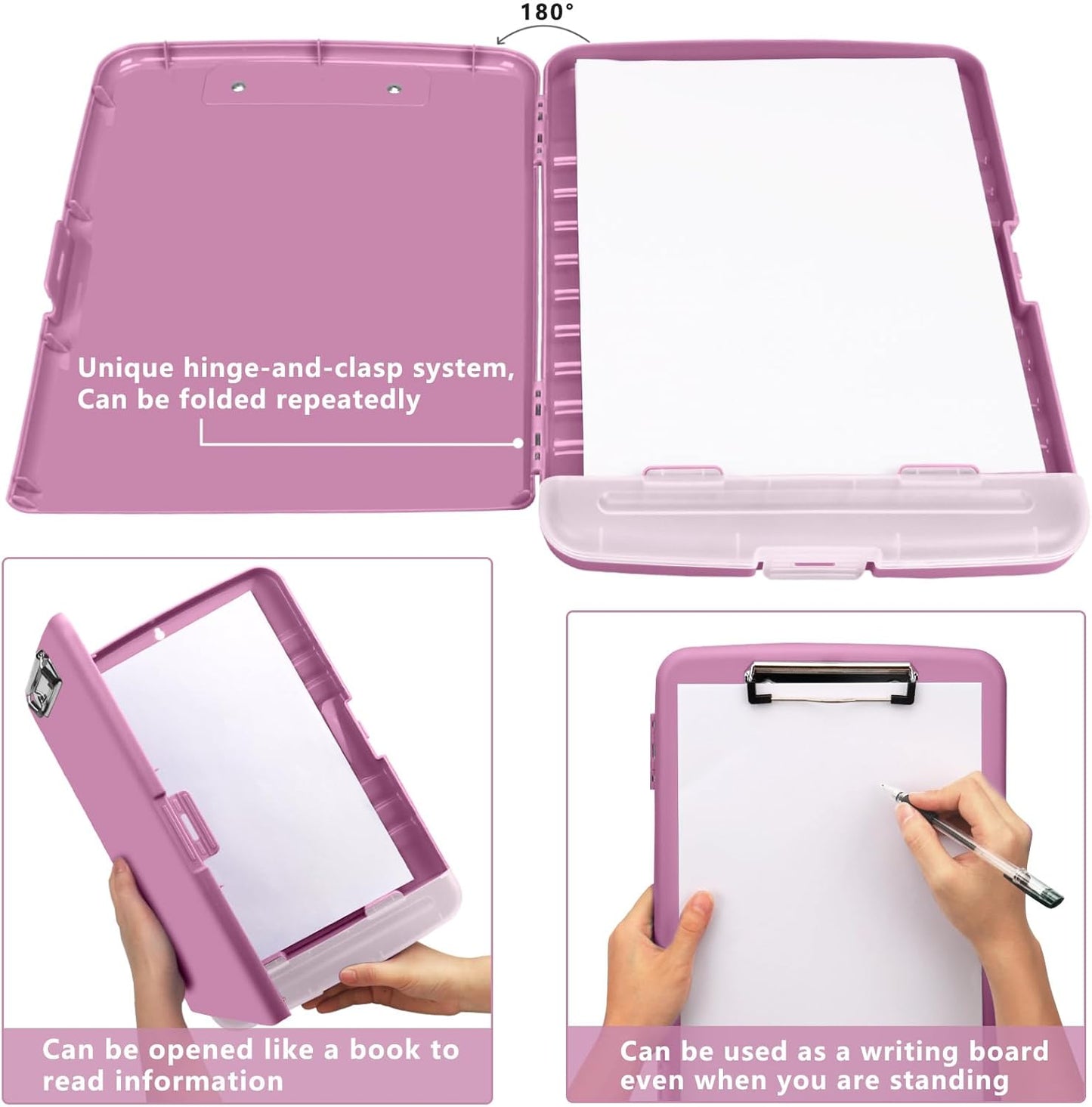 SFLHHDM Purple Clipboard, Clip Boards 8.5x11, Teacher Clipboards with Storage, Plastic Clipboard with Pen Holder, Clipboards Storage for Women Teachers Work, School & Office Supplies