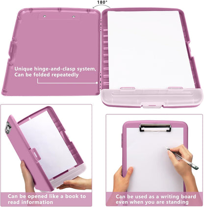 SFLHHDM Purple Clipboard, Clip Boards 8.5x11, Teacher Clipboards with Storage, Plastic Clipboard with Pen Holder, Clipboards Storage for Women Teachers Work, School & Office Supplies