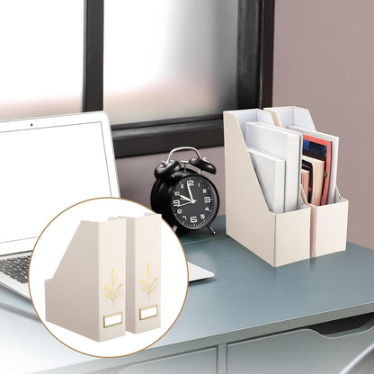 AmazingSpark 5 Pack Magazine File Holder Office Desk Storage Holder Set Vertical Desk Cardboard Organizer for Office Home Classroom Organize Your File Magazines Paperwork Books or Binders(Sage Green)