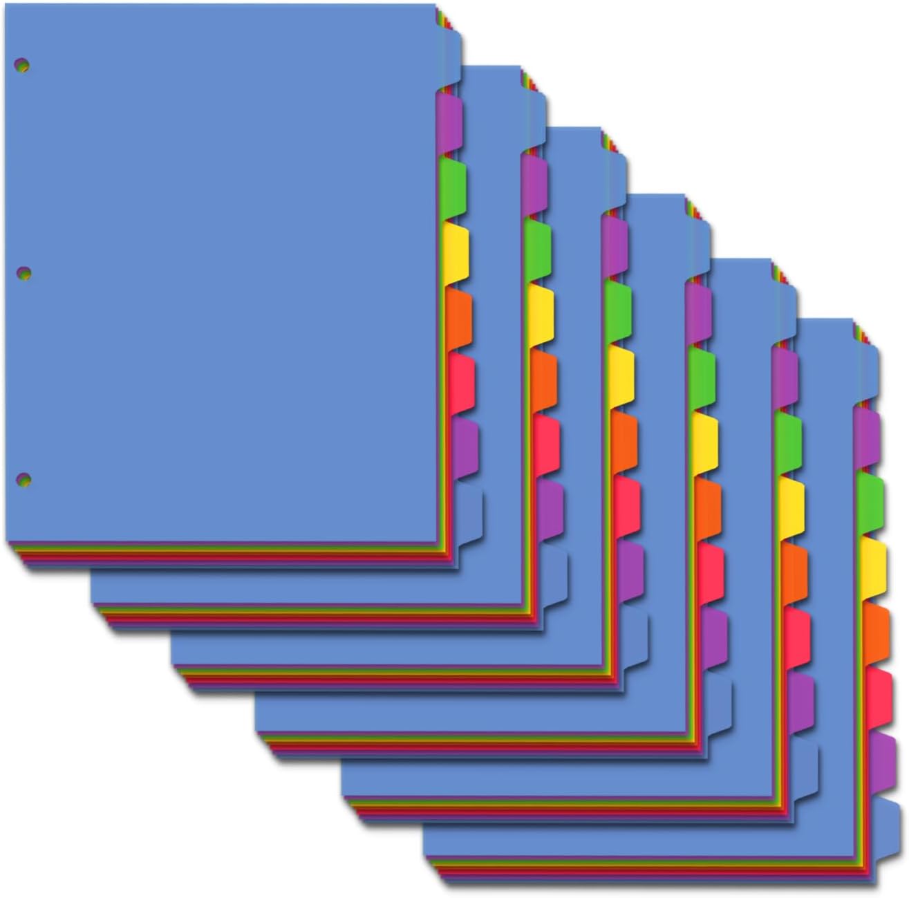 Cute 5 Tab Binder Dividers with Tabs, Write&Erase Plastic Dividers for 3 Ring Binder, Multicolor, Ring Binder Dividers with Tabs for School Office,6 Sets(30pcs)