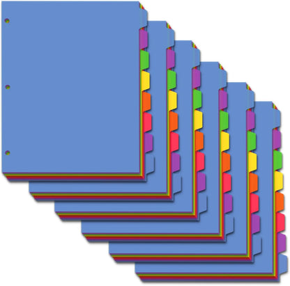 Cute 5 Tab Binder Dividers with Tabs, Write&Erase Plastic Dividers for 3 Ring Binder, Multicolor, Ring Binder Dividers with Tabs for School Office,6 Sets(30pcs)