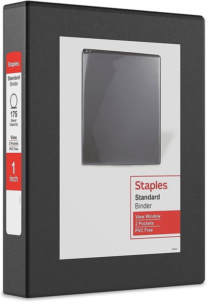 Staples Standard 2-Inch 3-Ring View Binder, Holds Up to 450 Sheets, Orange, Durable Binder for Office & School