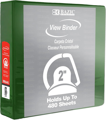 BAZIC Products 3 Ring Binder 2" View Binders Slant D Ring Organizer - Burgundy, Hold 480 Sheets Paper, for School Office Home, 1-Count