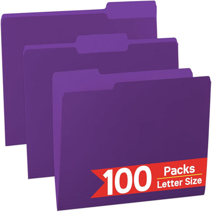 VZCPYTPM 100 Packs Black File Folder,Manilla File Folders Letter Size,1/3-Cut Tabs,8.5x11 File Folders for Office Filing,School Projects and Home,Organizer File Folder