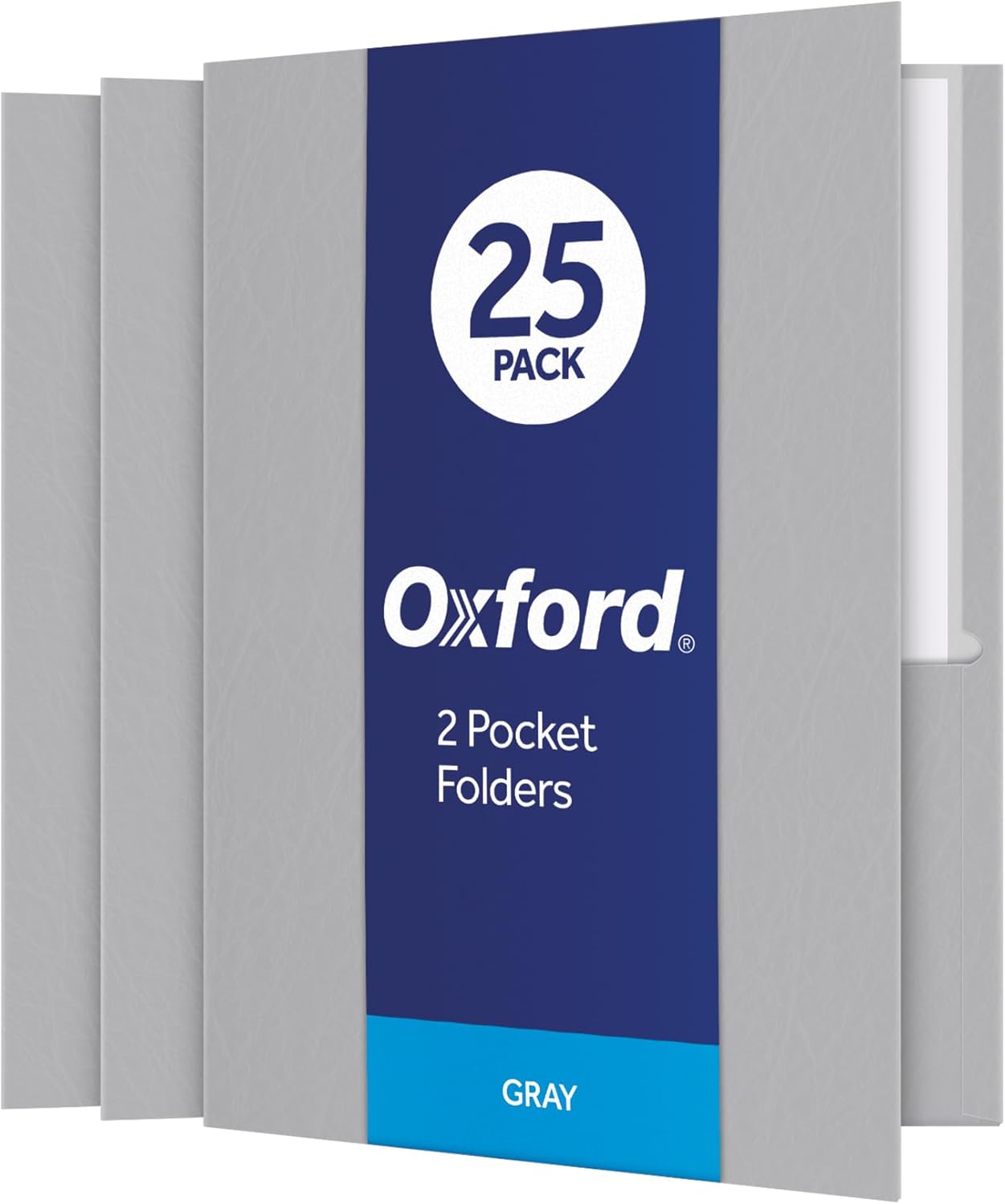 Oxford Twin-Pocket Folders, Textured Paper, Letter Size, Dark Blue, Holds 100 Sheets, Box of 25 (57538EE)