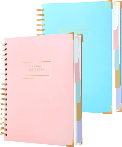 Hardcover Spiral Notebook with Tabs 8"x10" Large Spiral Lined Journals for Women with Dividers 240 Pages College Ruled Composition Notebook 5 Subject Notebook for Work, Back to School, Gifts, Purple