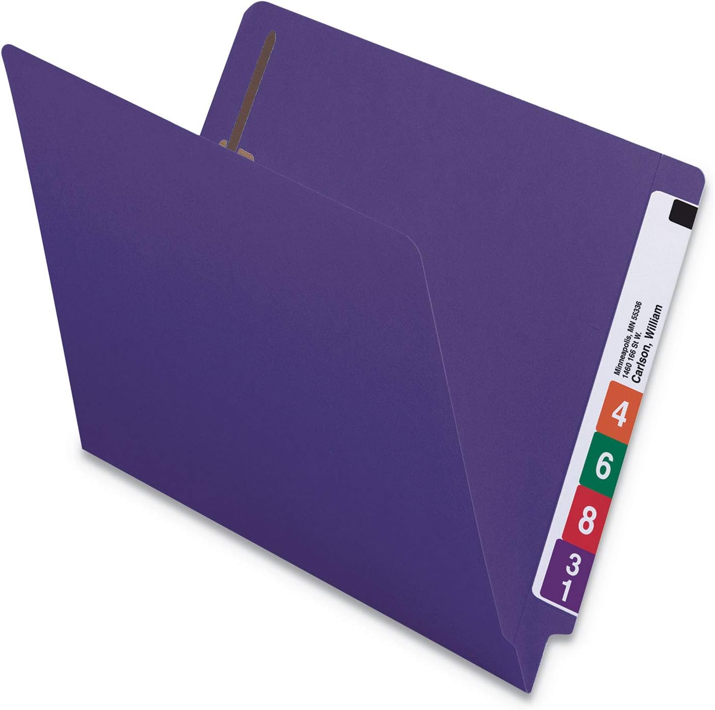 Smead Heavyweight End Tab Fastener File Folder, Shelf-Master® Reinforced Straight-Cut Tab, 2 Fasteners, Letter Size, Manila, 50 per Box (34215)