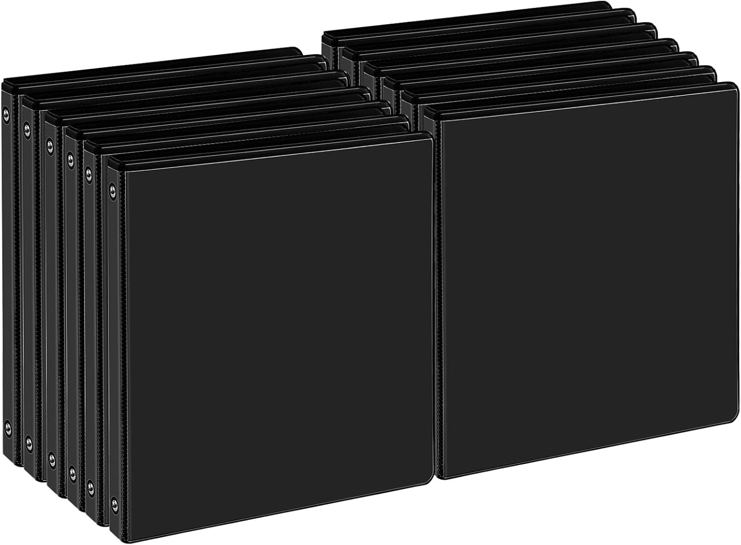 1/2 Inch 3-Ring Binder, 0.5-inch Round Ring Binder with 2 Inside Pockets, 12 Pack White Binders, Clear View CoverBinder Holds 8.5'' x 11''Paper for Office/Home/Back to School