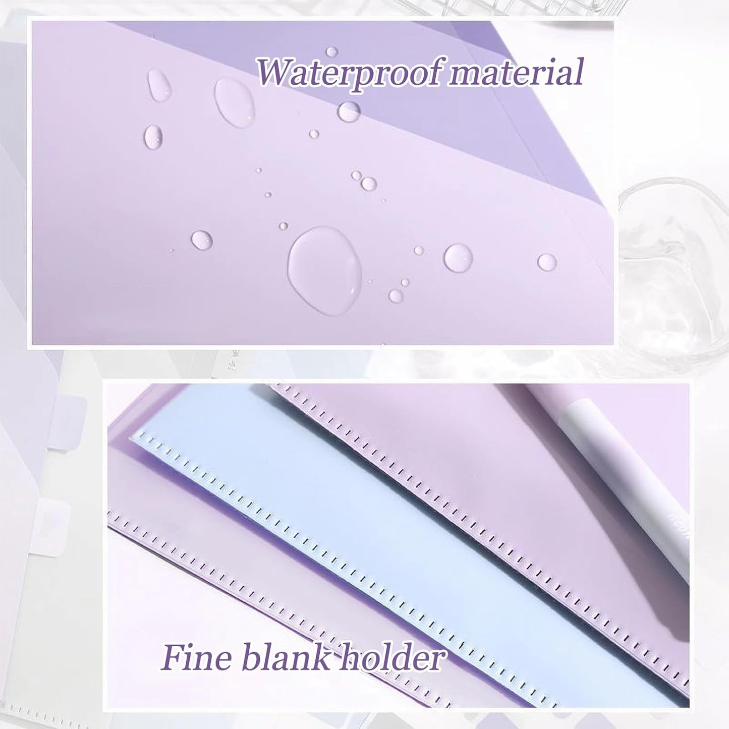 MIUPOO Poly Project Organizer,Documents Project Pockets,Office PocketFile,Clear Plastic File Folder Sleeves,L Shaped File Jackets,Blue and Purple Set of 2.