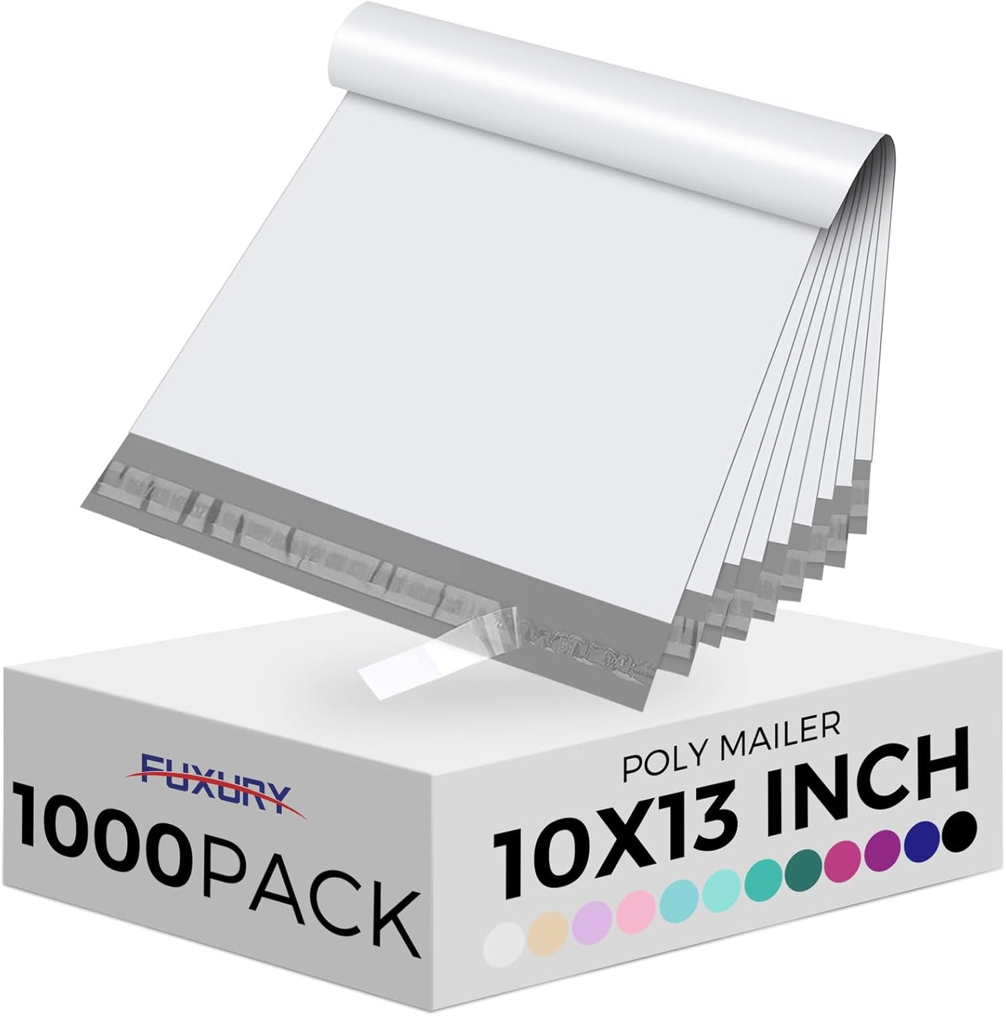 Fuxury Poly Mailers 10x13 Inch 100 Pack,Shipping Bags for Clothing,Strong Adhesive Mailing Envelopes,Heavy Duty Self Seal Plastic Postal Return Package Bags for Books Accessories Business,White