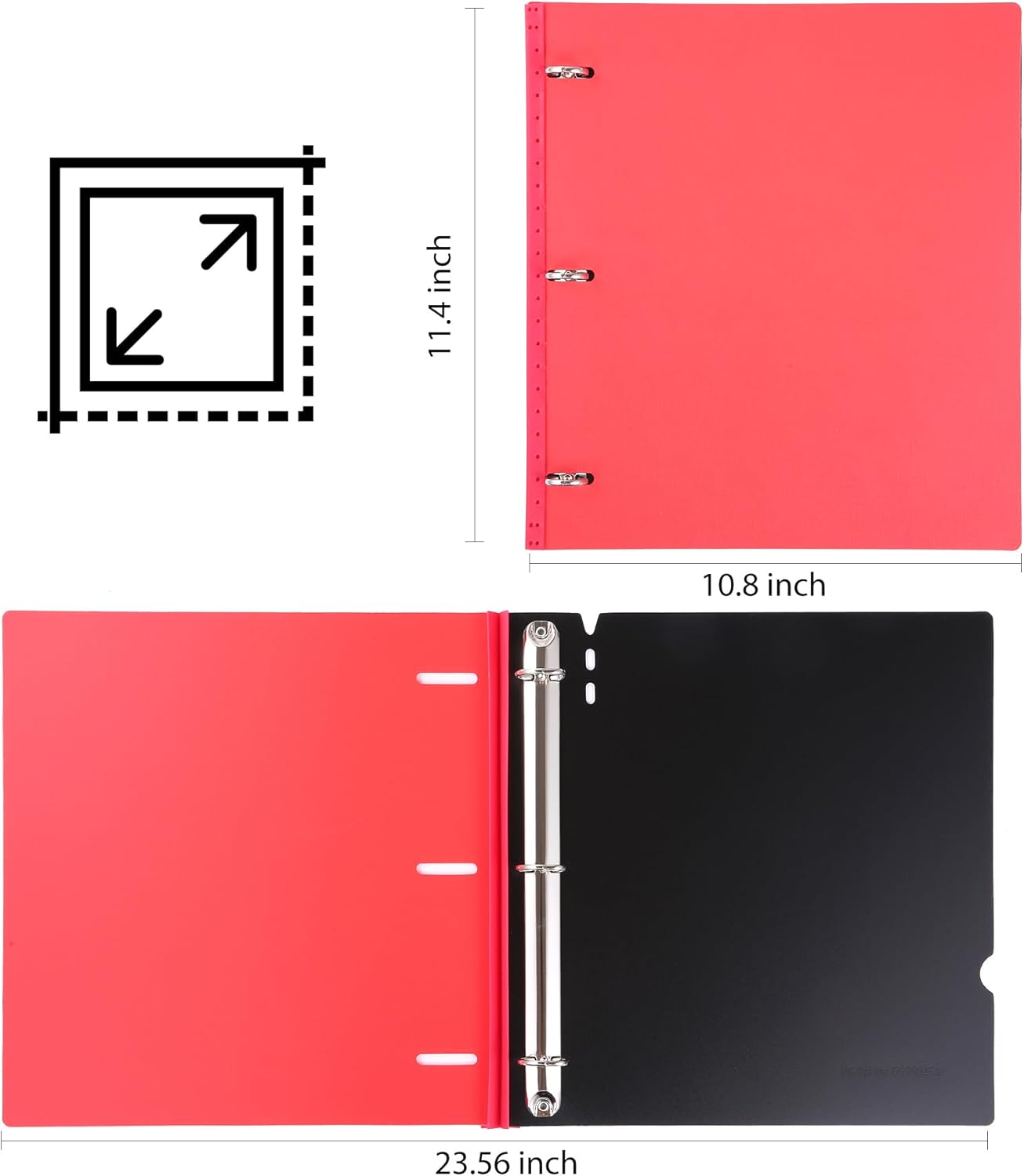 WOT I 1 Inch Telescoping 3 Ring Binder 4 Pack, Expandable Flexible Binder with Customizable Front Cover & Clear Catalog Pocket, Holds 225 Sheets, School Office Supplies, White