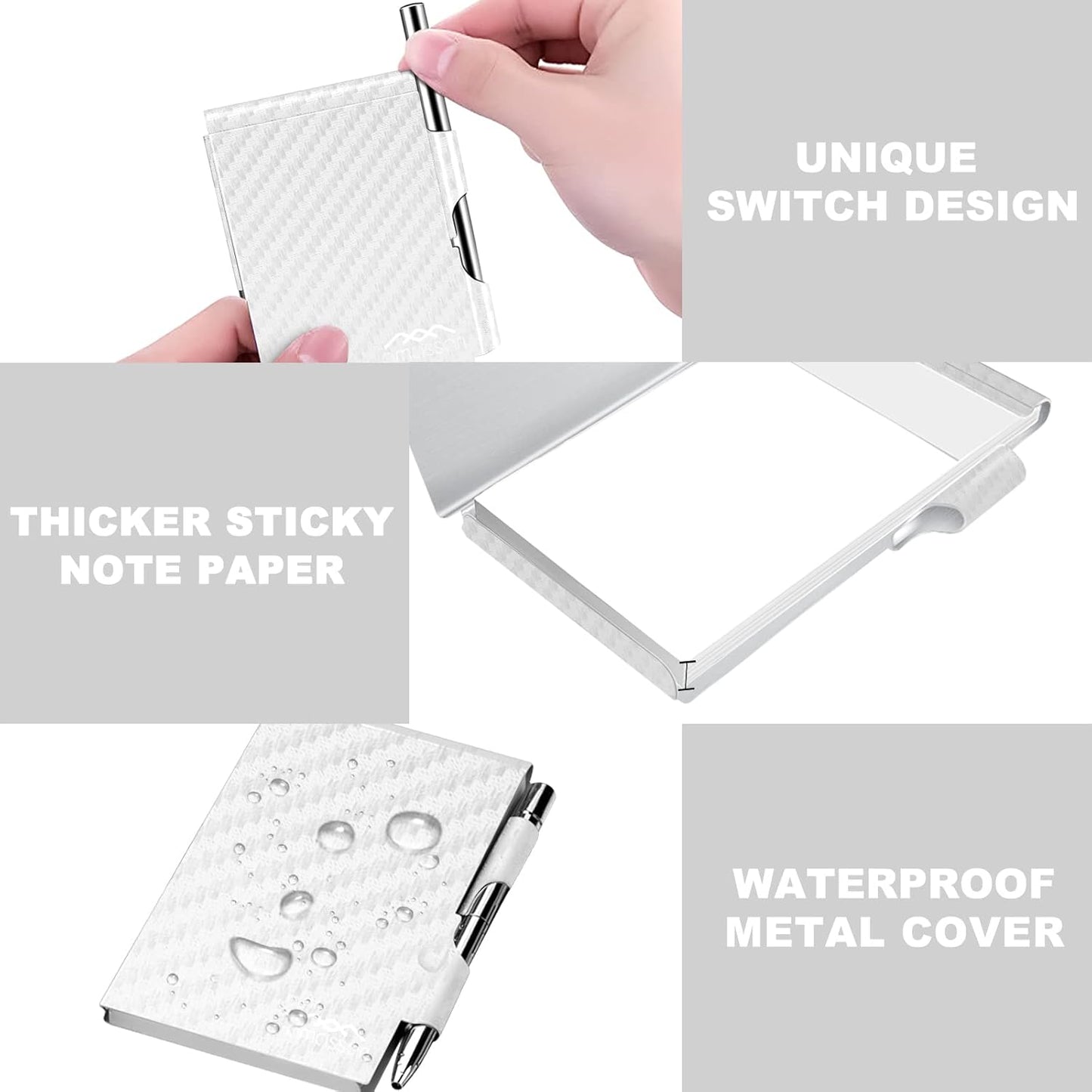 amassan Metal Small Notebook, Mini Notepad, Small Pocket Notepad Aluminum Note Case with Mini Metal Pen and 60-Page Sheets - Memo Books Note Pads(Gold)