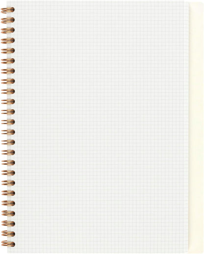 Maruman Septcouleur Grid Notebook- A5, 8.35" x 6.22", 100 Sheets / 200 Pages, 3mm Graph Paper Journal, Durable Rose Gold Wire-bound Spiral, Water Resistant Cover, Spicy Coral Pink, Made in Japan