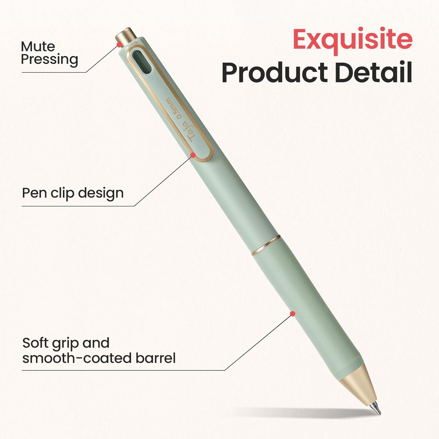 Taja Gel Pens, 6 Pcs Quick Dry Black Gel Ink Pens, 0.5mm Fine Point Smooth Writing Pens for Journaling and Note Taking, Cute Aesthetic Pens for Women & Men-Pastel