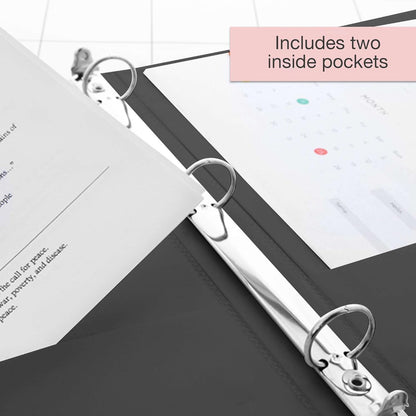 BAZIC Products 3 Ring Binder - Green, Economy View Binder with Clear Overlay Cover and Round Rings, Organizer for School Office Home Use, 1-inch Capacity Holds 175 Sheets Paper, 12-Pack