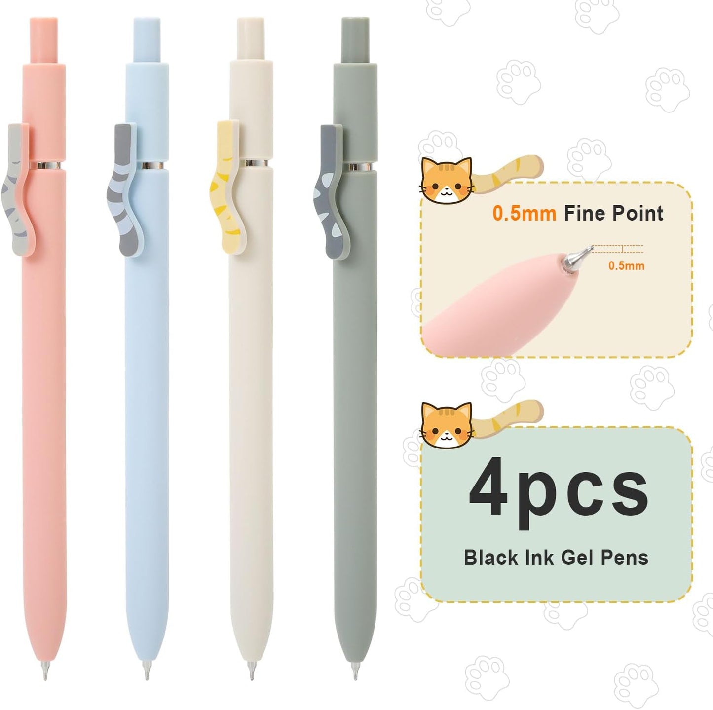 FIOVER 5pcs Gel Pens Quick Dry Ink Pens Fine Point Premium Retractable Rolling Ball Gel Pens Black Ink Smooth Writing for School Office Home