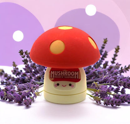 Limited Edition Mushroom Eraser and Pencil Sharpener (RED Cap W/Yellow DOTS)