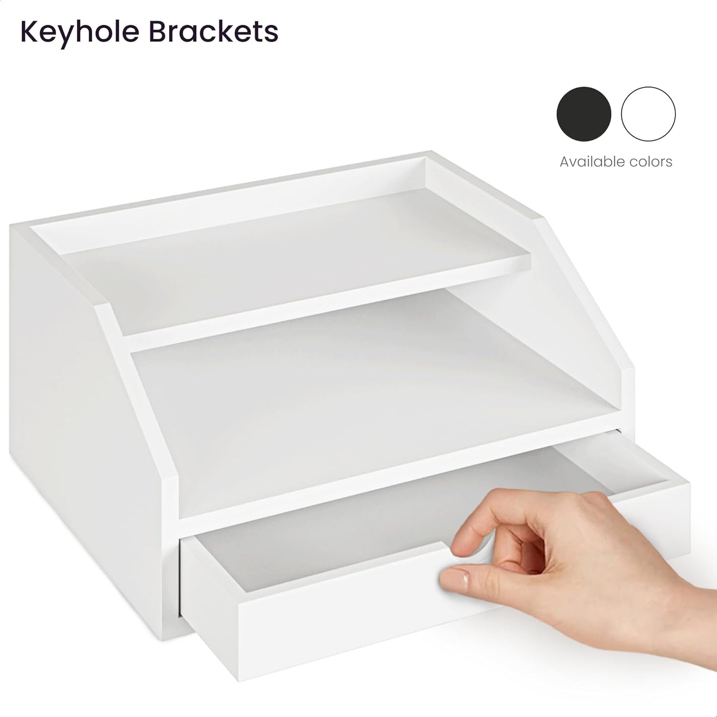 Ballucci Desk Organizer with Drawer, 2 Tier Paper Office Supplies Desk Organizer, 13 2/5" x 9 3/5" x 6", Black