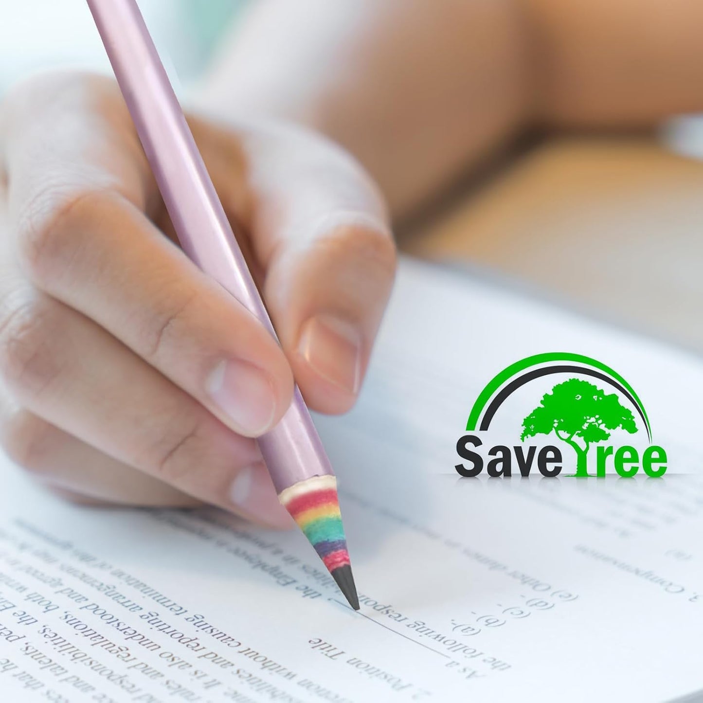 ECOTREE Pre-Sharpened Pencils #2 Eco Rainbow Paper Pencil for Kids Cute Number 2 Pencils with Erasers for School, Writing,12 Count