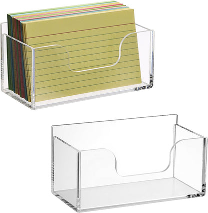 BTSKY 1 Pack Acrylic Index Card Holder Display Stand - 3X5 Inch Notecard Box Recipe Organizer, Clear Index Card Case for Office Desk Recipe Notecard Storage Box, Photo Holder Organizer