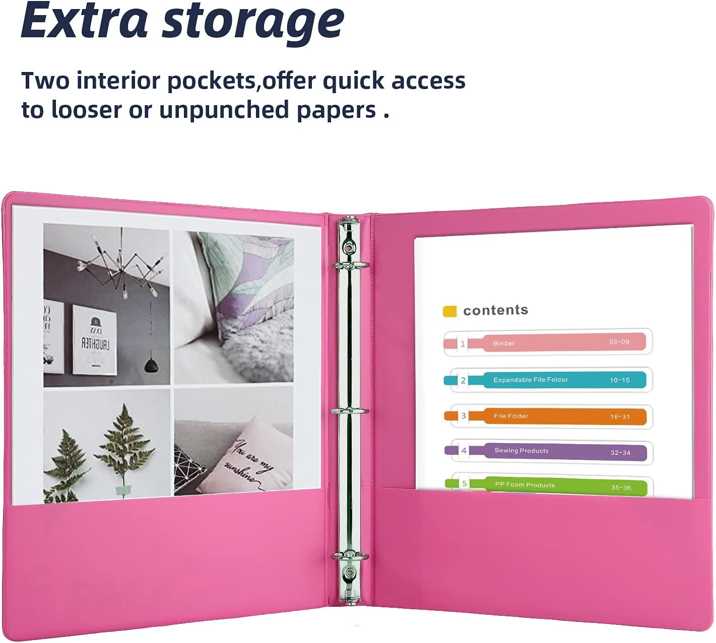 2 Inch 3 Ring Binders,Multicolor Customizable Round Ring Binder for School,Office,Home,Purple/Pink/Blue/Green,4 Pack