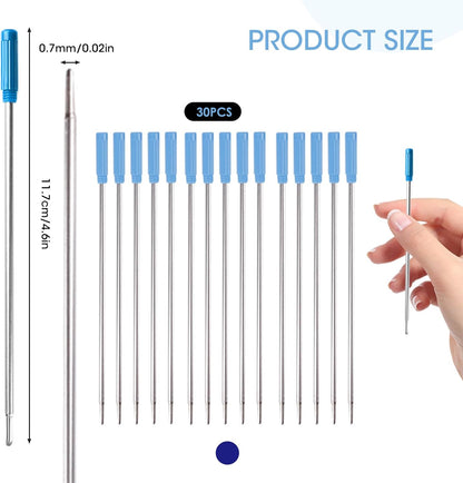 0.7 mm Ballpoint Ink Twist Pen Refills, 15 Pcs Medium Point Metal Smooth Writing Replaceable Ink Refill, Stationery Compatible for Cross Ballpoint Replacement (4.6in M) (Black+Red+Blue, 15)