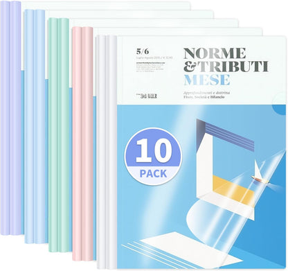 20 Pack, Clear Report Covers with Sliding Bar, 50-Sheet Capacity – Presentation Folders for Letter and A4 Sheets Size, Resume & Document Binders for Office, School, Business (Purple)