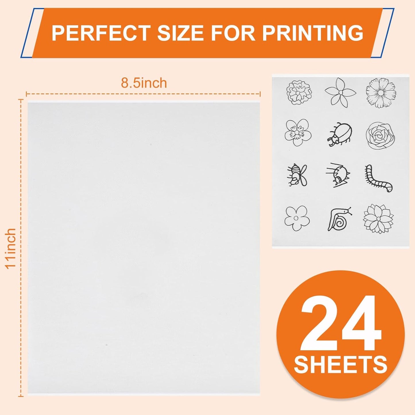 FURWEY 12PCS 8.5"x11" Wash Away Embroidery Stabilizer – Self Adhesive & Printable, Water Soluble Paper for Hand and Machine Use