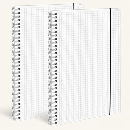 BESARME 2PCS 80 Sheets Large Graph Paper Spiral Notebook 8.5" × 11", A4 Graph Paper Notebook College Ruled Spiral Notebooks for School Office