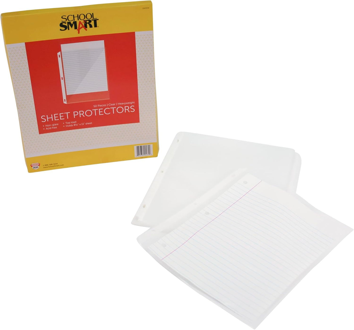 School Smart Top Load Heavyweight Polypropylene Non Glare Sheet Protectors - Pack of 50 - Clear - 084904