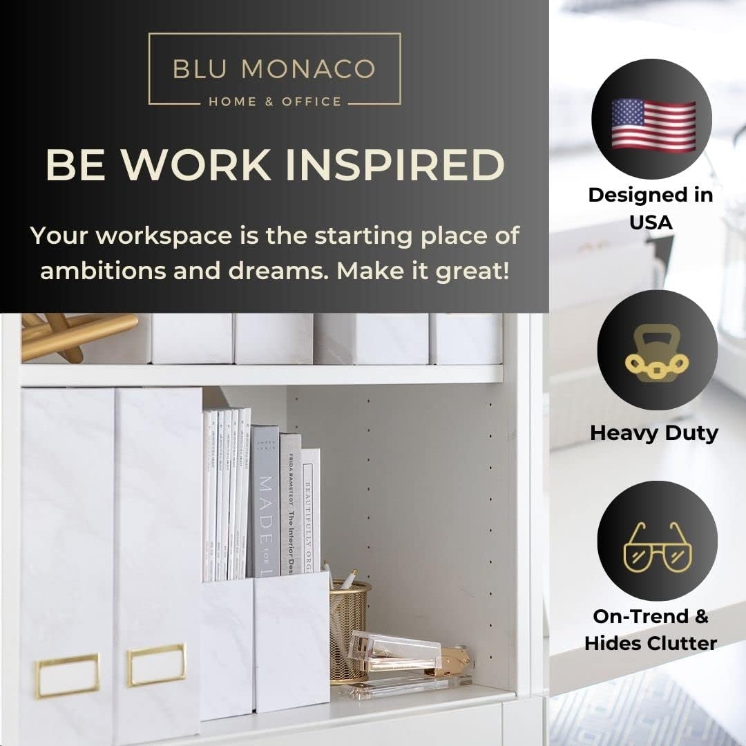 BLU MONACO | Cardboard Magazine File Holder Set of 4 | Vertical Magazine File Holder for Desk and Shelves | Standing File Holder for Classroom School Paper Storage