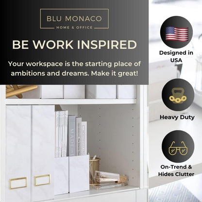 BLU MONACO | Cardboard Magazine File Holder Set of 4 | Vertical Magazine File Holder for Desk and Shelves | Standing File Holder for Classroom School Paper Storage