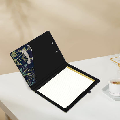 Hongri Clipboard Folio with Refillable Lined Notepad and Interior Storage Pocket for Students, Classroom, Office, Women, Man, Cute Custom Pattern, Size 12.8 x 9.2 in, Classic Flower