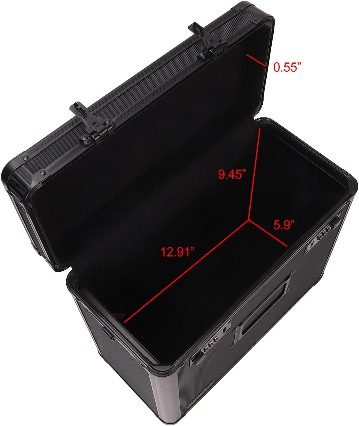 Vaultz File Organizer Storage Box - 14 x 7 x 12.19 Inch Letter Size, Portable Locking Storage Totes with Dual Combination Locks for Filing Office Documents - Black