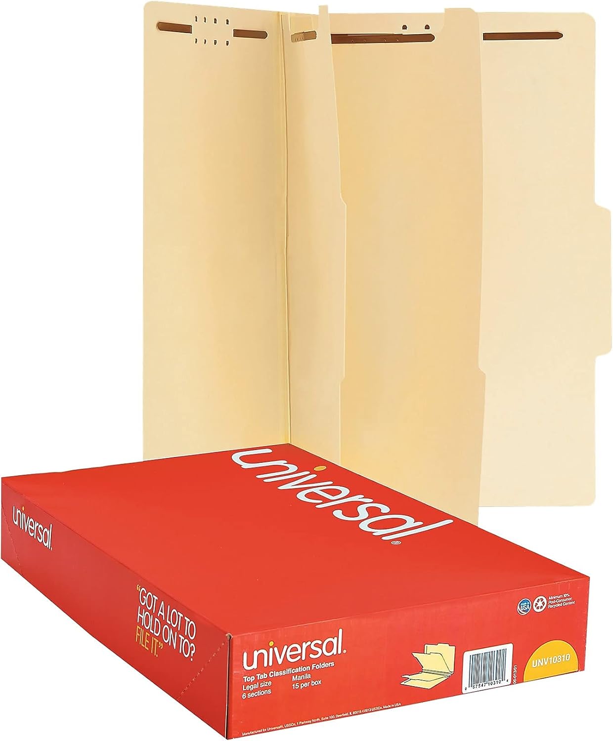 Universal 10310 Manila Classification Folders, Legal, Six-Section, 15/Box