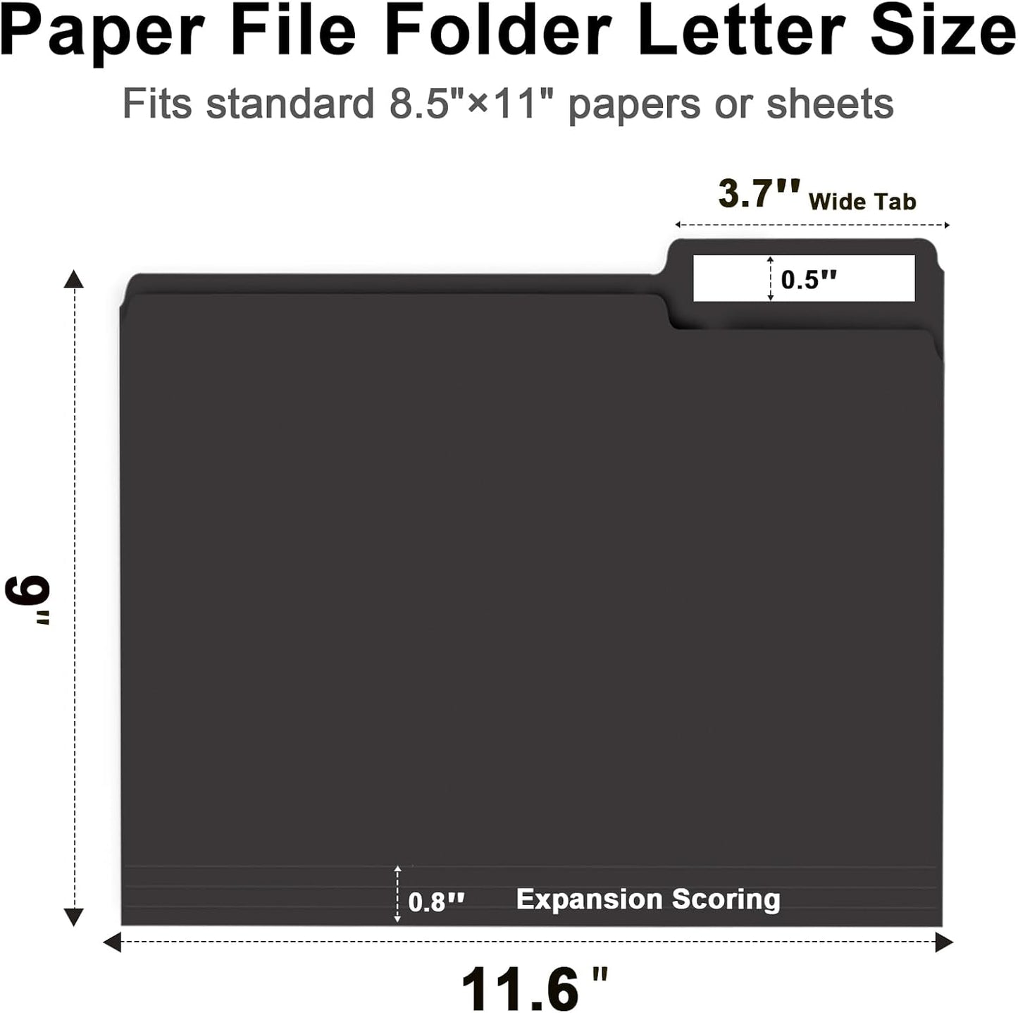 RAZCC File Folders, 100-Pack, 1/3 Cut, Letter Size, Yellow, Great for Organizing and Easy File Storage