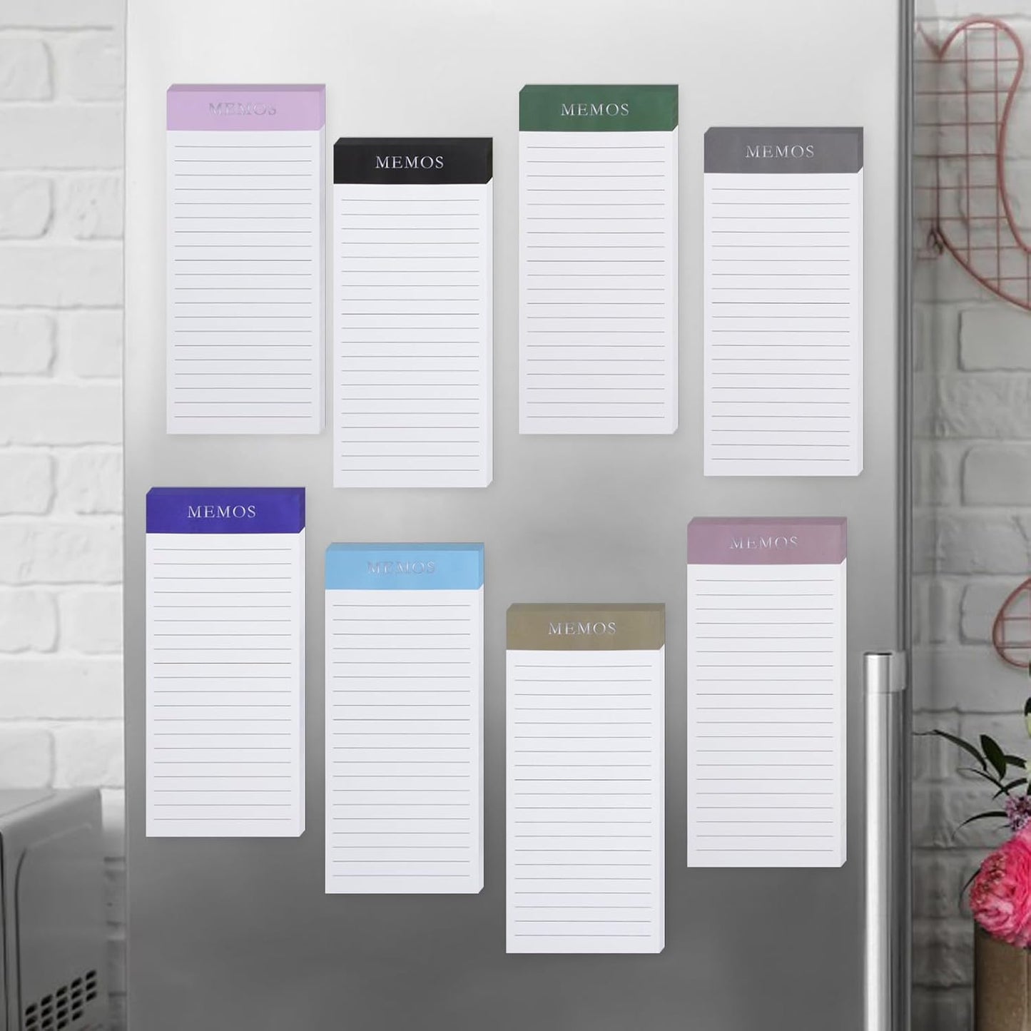 FLIPPED 4 Pack Magnetic Notepads for Refrigerator, Notepad Grocery List Large Magnet Pad for Fridge,Full Magnet Back Design Magnetic Memo Pads for Grocery List, Shopping List, to-Do List(200 Sheets)