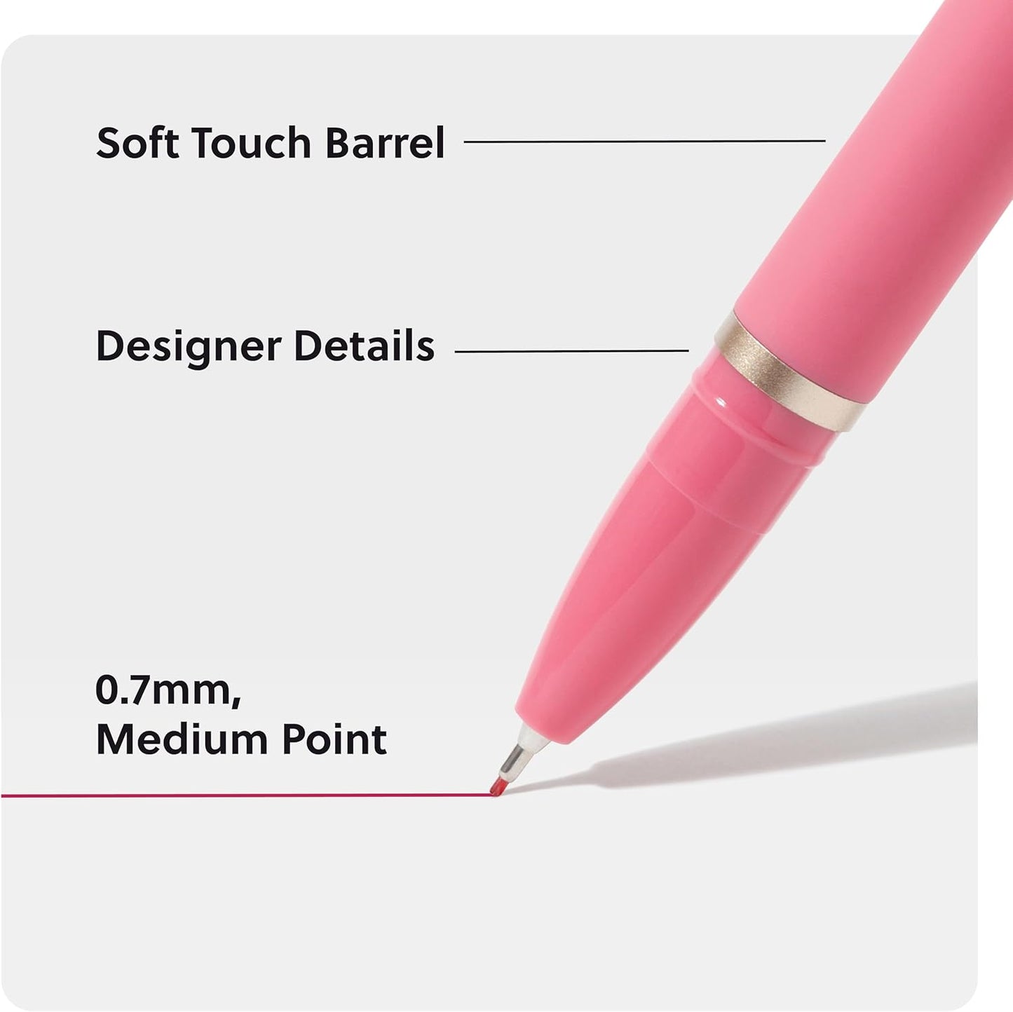 U Brands Catalina Felt Tip Pens, Set of 12, Stripes and Dots with Gold Details, Medium (0.7 mm) Point, Black Ink