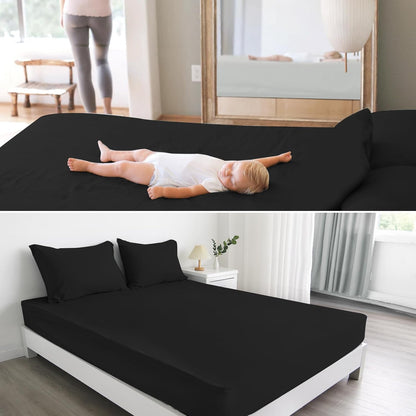 Magik & Kover Twin Mattress Protector Waterproof Cover 2 Pack, Waterproof Bed Twin Fitted Sheet Only, Machine Washable Deep Pocket Single Size Mattress Cover for Kids with Elastic Rubber Band, Grey