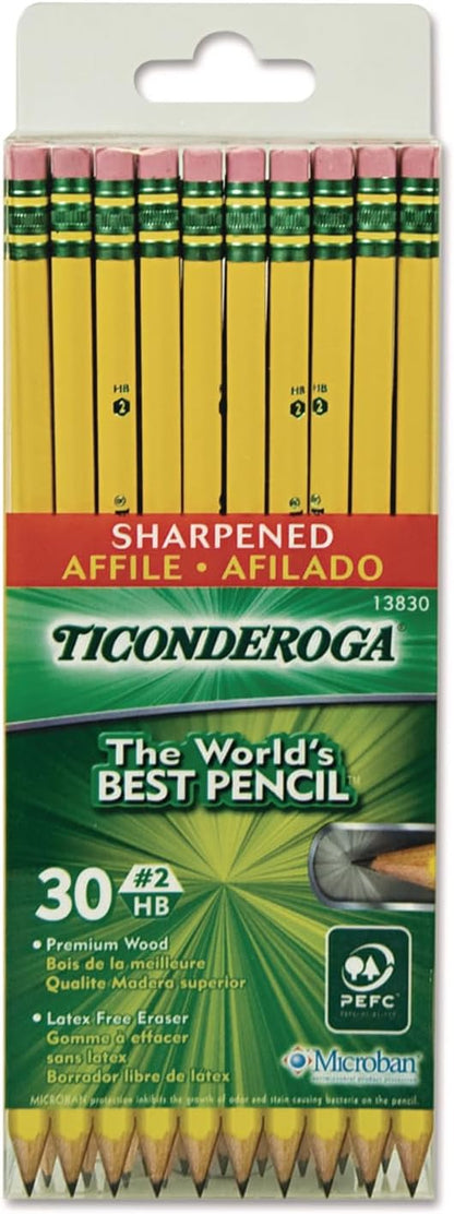 Ticonderoga Wood-Cased Pencils, Pre-Sharpened, 2 HB Soft, Yellow, 72 Count