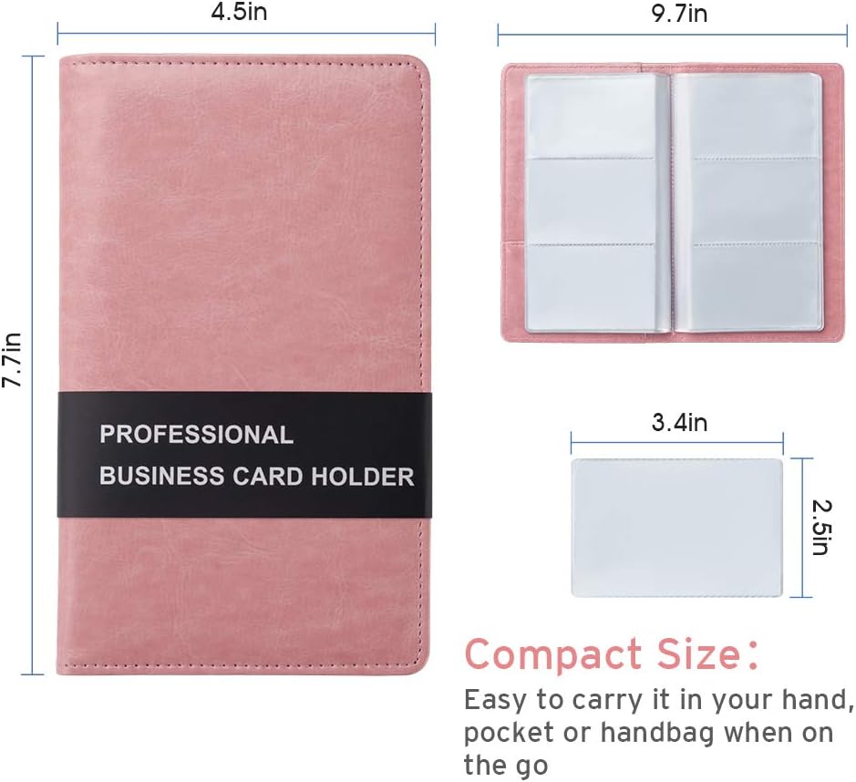 Sooez Leather Professional Business Card Book Holder Organizer, 240 Capacity Credit Card Booklet, PU Name Cards Holder Storage File for Men Women, 7.7 x 4.5 Inch, Black