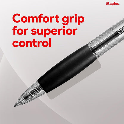 STAPLES Retractable Ballpoint Pens, Medium Point 1.0mm, Black Ink, 12 Pack – Comfortable, Smooth‑Writing Pens for Everyday Office Use