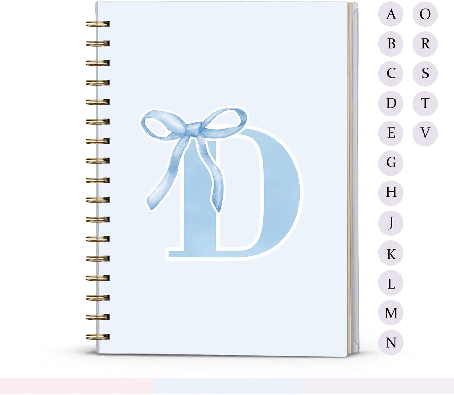 Blue Bow Journal Notebook for Girls,Initial H Journals Personalized Diary Gifts for Teen Girl Kids,Monogrammed Gifts for Women,Trendy Coquette Cute Hardcover Spiral Notebook 5.5 x 8.3 - Colors B