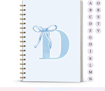 Blue Bow Journal Notebook for Girls,Initial H Journals Personalized Diary Gifts for Teen Girl Kids,Monogrammed Gifts for Women,Trendy Coquette Cute Hardcover Spiral Notebook 5.5 x 8.3 - Colors B